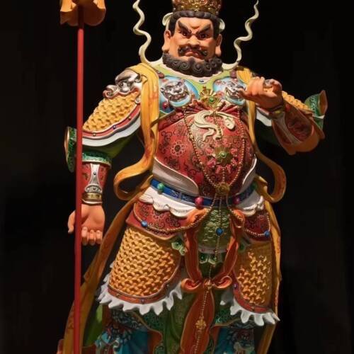 The Four Heavenly Kings in Colorful Wood Carvings