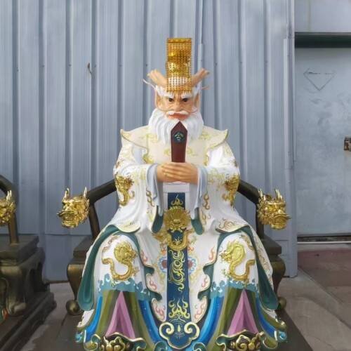 Four Sea Dragon Kings Painted Wood Carving